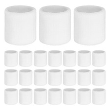 24PCS Sports Sweatbands, Cotton Wristbands Sweat Absorbent White, 8cmW 