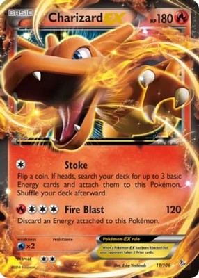 1x Charizard EX - 11/106 - Holo Rare EX Heavily Played Pokemon XY-- Flashfire