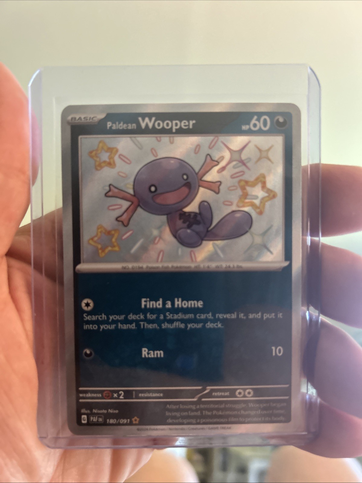 Pokemon Card Paldean Wooper 180/091 Baby Shiny Paldean Fates Near Mint