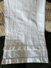 Vintage French White Linen Metis Bolster case Ladder-stitch 172 x 43cm