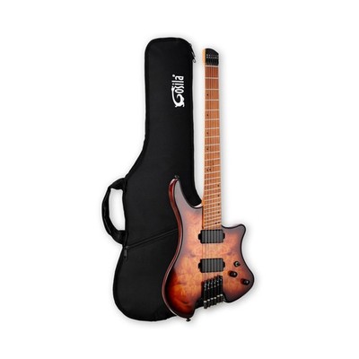 6 String Headless Electric Guitar poplar body Carbon Fibre Maple neck fanned ...