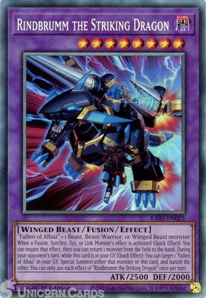 RA02-EN025 Rindbrumm the Striking Dragon : Collector's Rare 1st Edition YuGiOh C