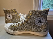 CONVERSE CHUCK TAYLAR ALL STAR GOLD GLITTER MEN SHOES SIZE 8 VERY STYLISH