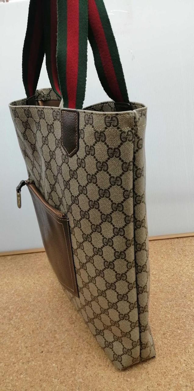 Old Gucci Gg Pattern Pvc Processing Sherry Line T… - image 4