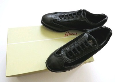 $1150 BRIONI Black Calf Pony Hair Leather Sneakers Shoes 8.5  display picture 1