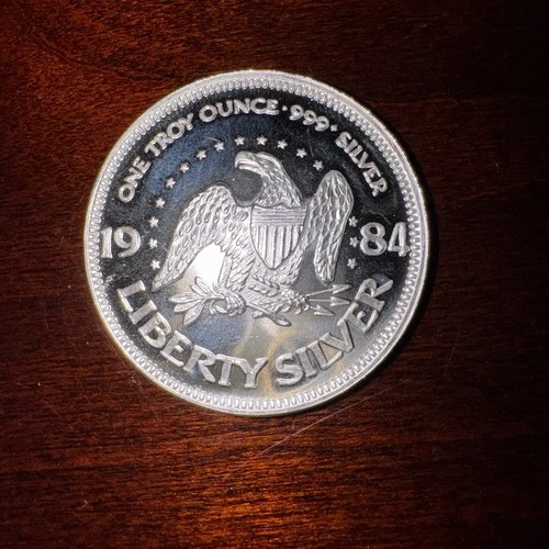 1984 AMARK Liberty Silver Bell .999 Fine 1oz Troy Silver Round Coin