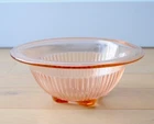 Federal Pink Depression Glass 10" Ribbed Mixing Bowl Rolled Rim Square Base