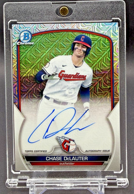 2023 Bowman Chrome Prospect Chase DeLauter #BMA-CD Mega Box Mojo Refractor Auto