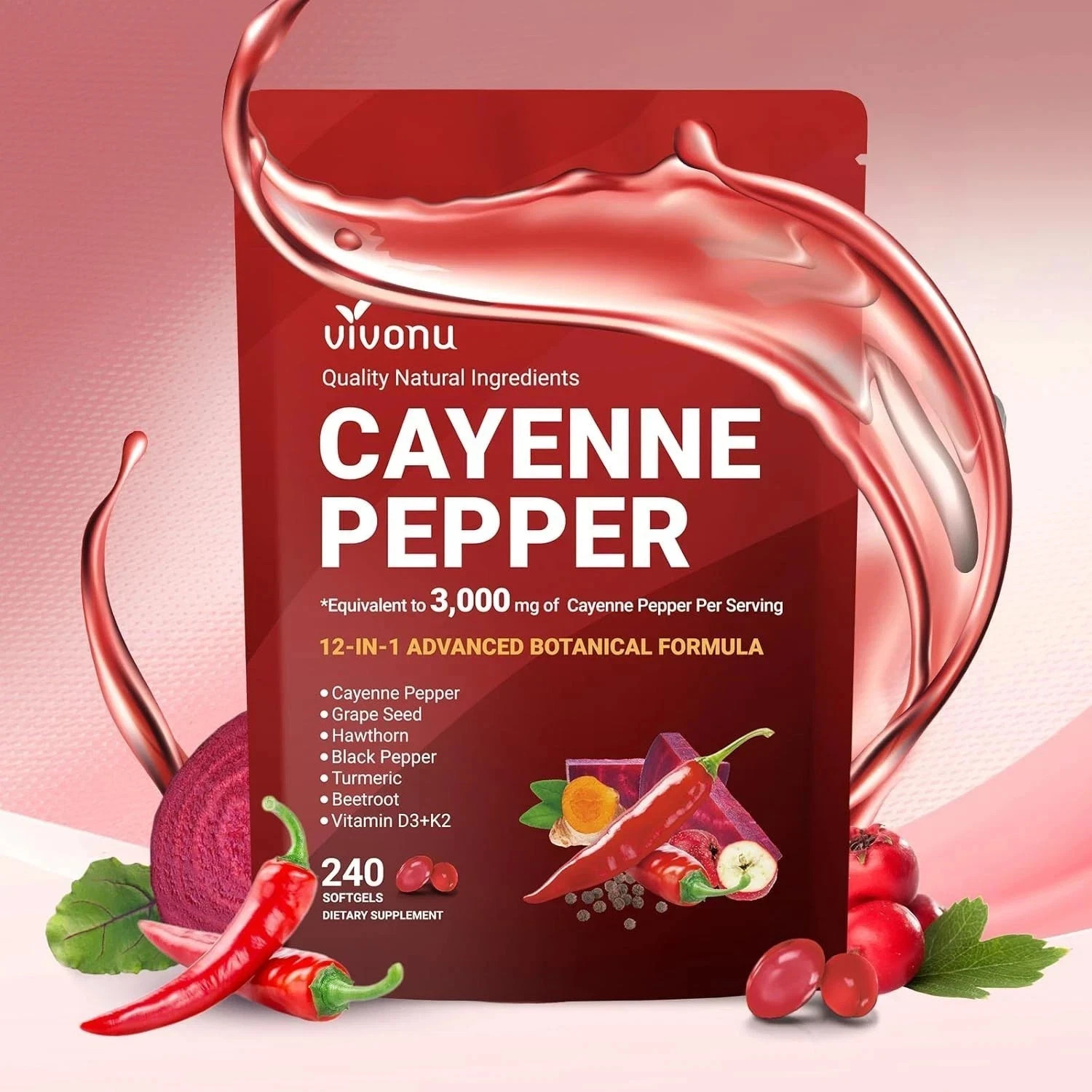 Cayenne Pepper Softgels Supplement - 240 Capsules NEW FREE SHIP