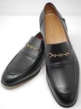 New 100% Auth Gucci Jakarta Gucci Moccasin Leather  Shoes GG Logo G 16 US 16.5
