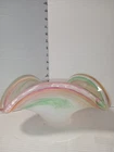 Vintage Murano Swirl Art Glass Wave Bowl / Vase Italy