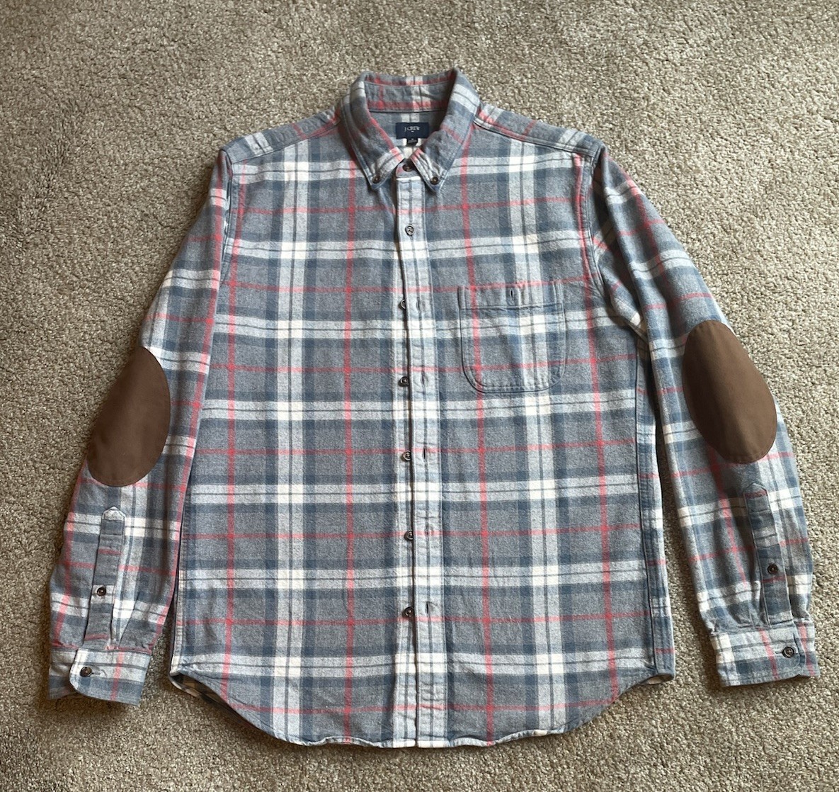 J.CREW Men's Long Sleeve Button-Down Plaid Shirt 100% Cotton Size M