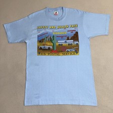 Vintage USPS Safety & Health Fair Trucking Art T-shirt Large Roadeo USA Made 90s