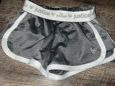 Justice size 7 gray White mesh shorts be yourself Guc