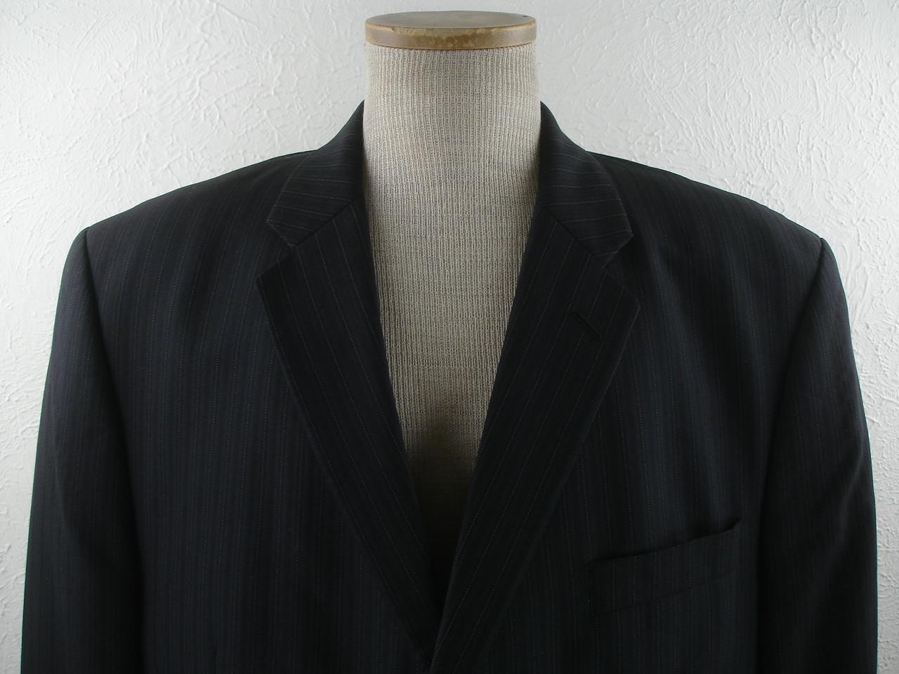 Mens 46L Calvin Klein Black 100percent Wool Pinstripe 2-Pc Suit Pants 38 X 31 3-Button image 3