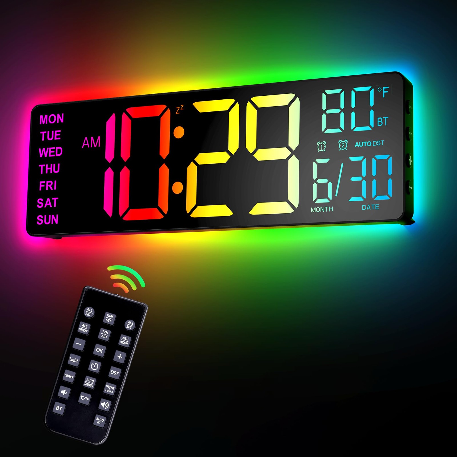 EASYERA 12" Digital Wall Clock for Classroom Livingroom Game Home Decor with ...