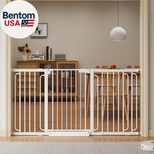 Extra Wide Baby Gate with Door 53.4-61.3 Inch Pressure Mounted, Auto Close Child