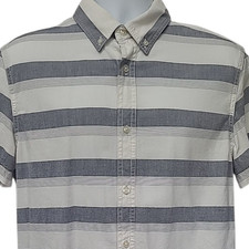 CALVIN KLEIN JEANS Shirt M Men's Short Sleeve Button Down 100 Cotton Striped
