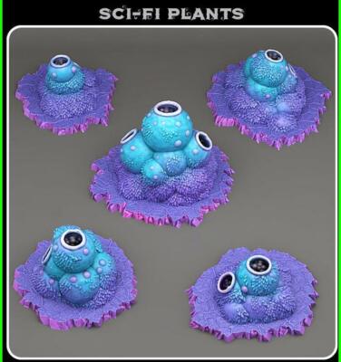 3D Printed Fantastic Plants and Rocks Sci Fi Plants 28mm - 32mm D&D Wargaming