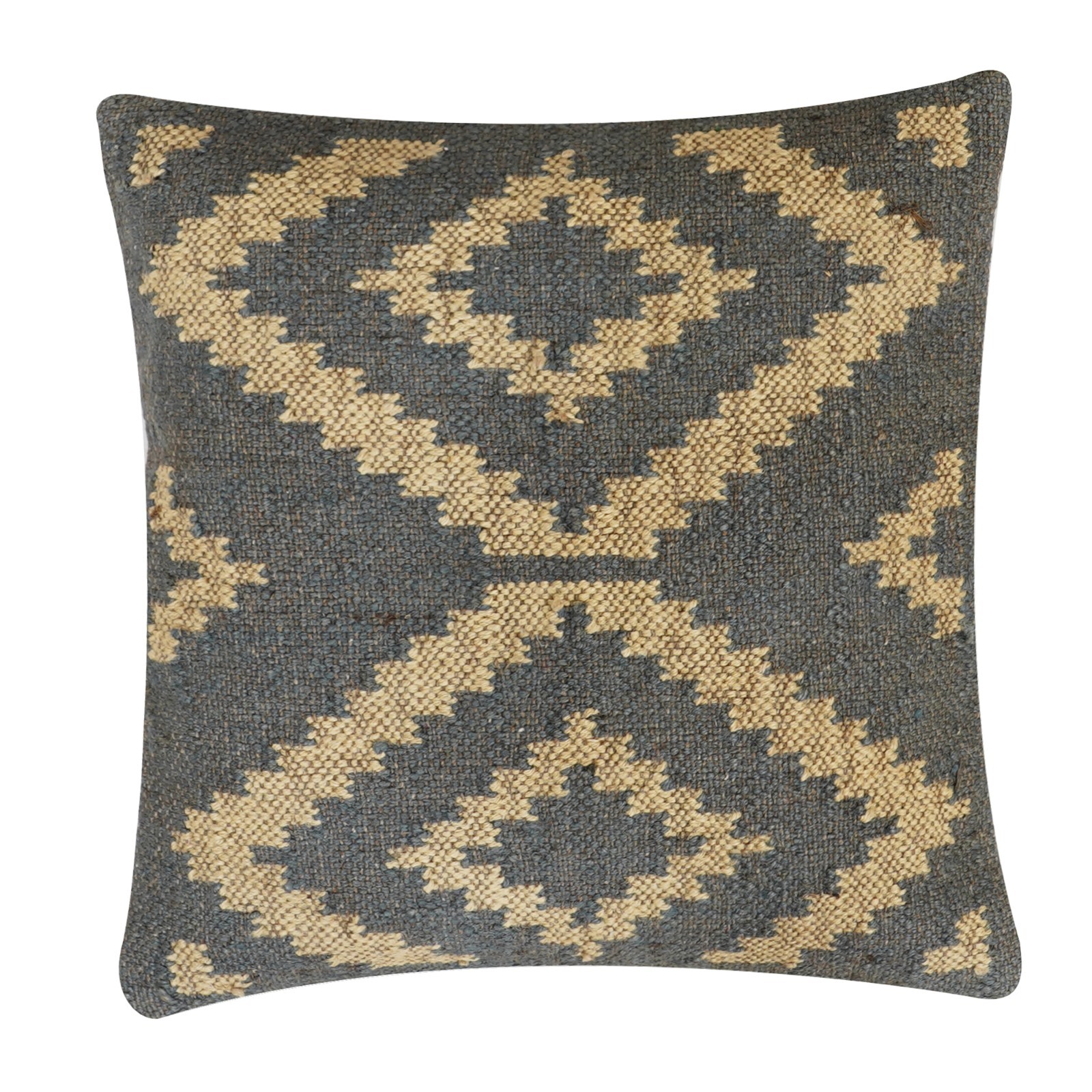 Woven Wool 18x18 Jute Kilim Pillow Case Indian Vintage Boho Cushion Rug Cover