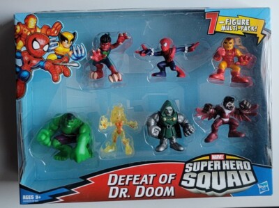 Marvel Super Hero Squad Defeat of Dr. Doom Volcana Reptil Falcon Hulk Iron Man
