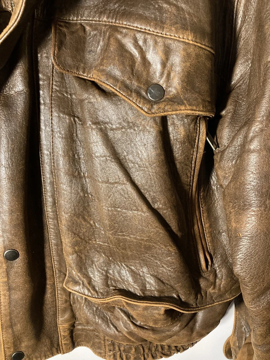 Vtg 80's Adam Spenser A-2 Style Heavy Leather Bomber Biker Jacket