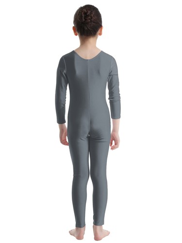 Girls Mock Neck Unitard Dancerwear Long Sleeve One Piece Bodysuit Yoga Costume - Picture 107 of 222