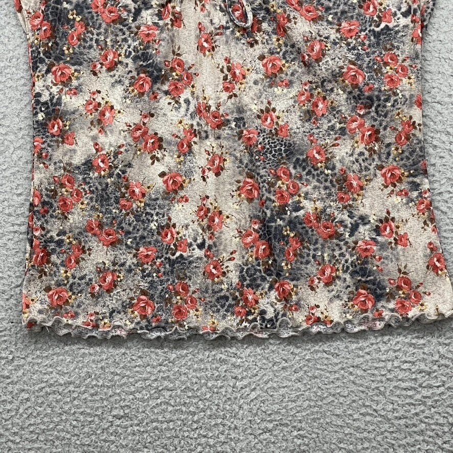 Jason Maxwell Womens Tank Multicolor Floral Sleeveless V-Neck Bow Y2K Size S - Image 3 of 4