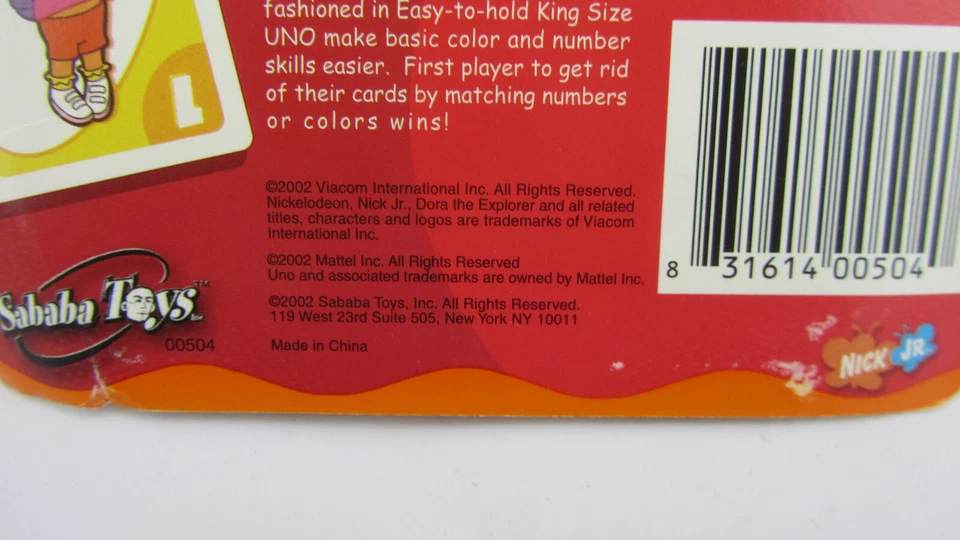 NIB - 2002 Sababa Toys My First UNO With Dora The Explorer READ - Image 4 of 4