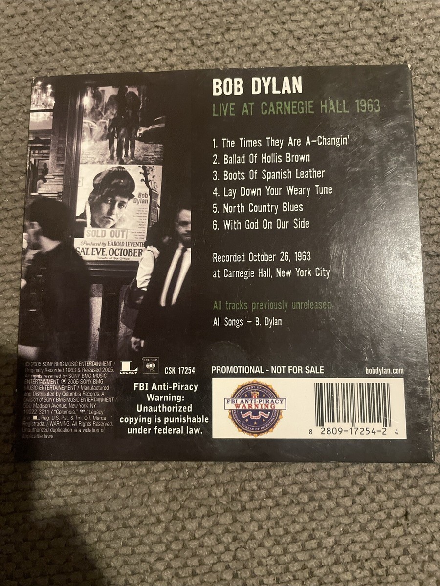 Live at Carnegie Hall 1963 by Bob Dylan (CD, Aug-2005, Legacy