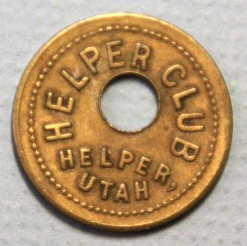 Helper Utah Helper Club gut für 25c Handel Messing 25mm 6mm Loch runde Medaille - Bild 1 von 2