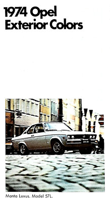 ORIGINAL 1974 OPEL MANTA EXTERIOR COLORS, TRIMS & FEATURES BROCHURE ~ 4 PAGES