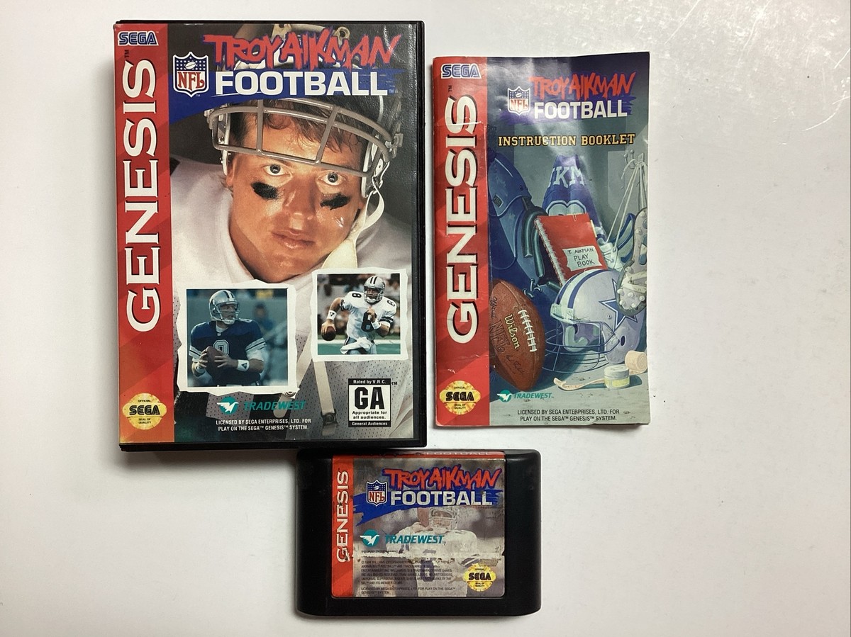 Troy Aikman NFL Football- Sega Genesis Complete TESTED CIB