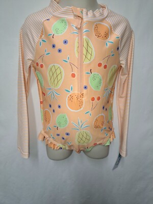 Carters Child Of Mine Long Sleeve Rash Guard Swimwear Fruit Peach Color Size 4T