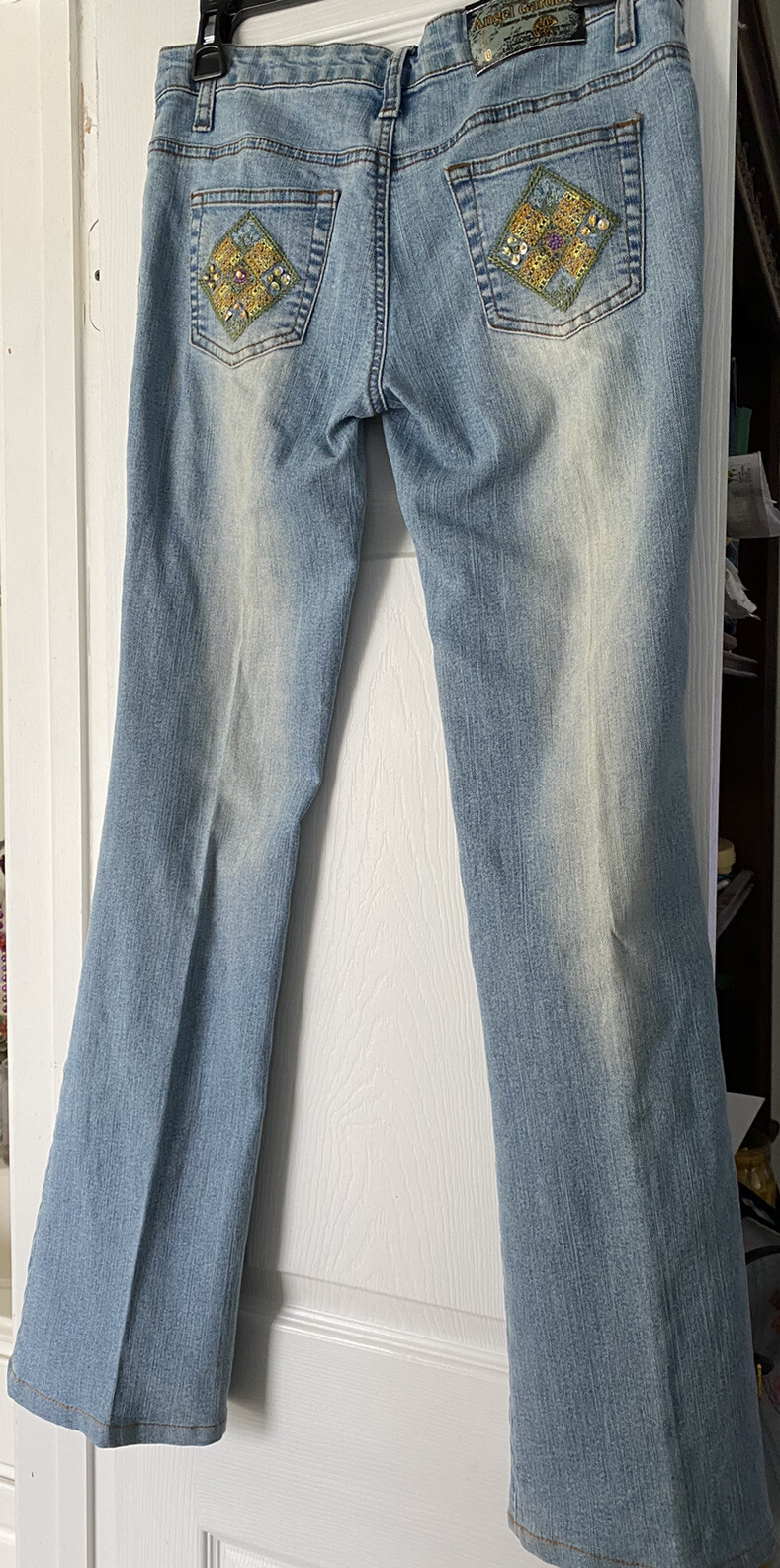 Vintage Angel Garden Jeans Distressed Embroidered Wid… Gem