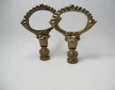 Lamp Finial  PAIR of  Antiqued Brass Loop Fits 1/4-27 standard  Thread #T602p