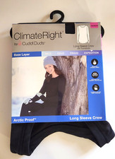Climate Right Cuddl Duds Long Sleeve Crew Arctic Proof Base Layer Black XS