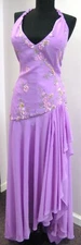 V-NECK Prom HALTER Asymmetric FLOWY Formal SEQUINS Dress CHIFFON PURPLE 16 New
