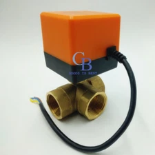 DC12V 1/2" BSP DN15 Brass 3 Way Motorized Ball Valve T Type Electrical Valve