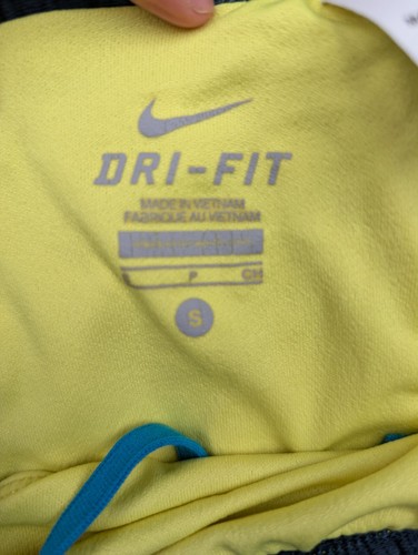 Nike Dri-FIT Running Shorts Girls Small Yellow Black Swoosh Logo Elastic Waist - Picture 3 of 7