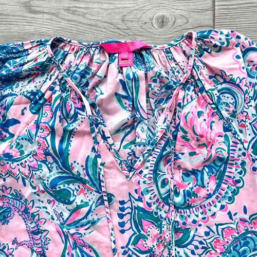 Lilly Pulitzer Damen mehrfarbig Viskose Blumen Volantärmel Top Größe XXS - Bild 2 von 8