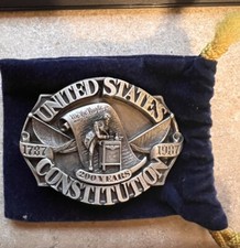 Belt Buckle Pewter United States Constitution 200yr 1787-1987 Siskiyou 563/5000