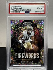 💥2022 Panini Prizm Fireworks No Huddle Prizm #F-14 Chris Olave RC PSA 10 Saints
