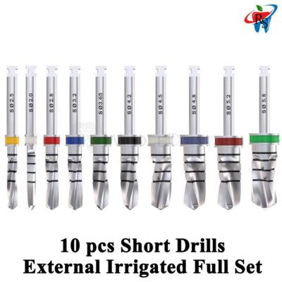 10pcs Dental Short Drill External Irrigated Surg ical Tools Burs Full Set