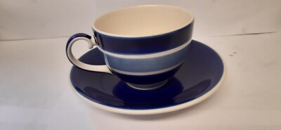 Whittard Of Chelsea Teeschneider handbemalt blau & weiß gestreift Tasse & Untertasse