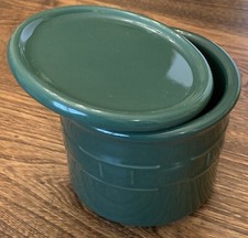 Longaberger Pottery Traditions One Pint Crock Ivy Green w/ Lid Made in USA