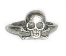 SKULL & CROSS BONES RING Cast Pot Metal Sz 8.5 open back Gothic Biker VINTAGE