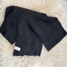 Express Women's Black Silver Sparkle Festive Crochet Scarf 85"x13" Cold Weather