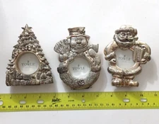 Towle Trio Picture Frame Silver Plated Mini Photo Christmas Tree Santa Snowman