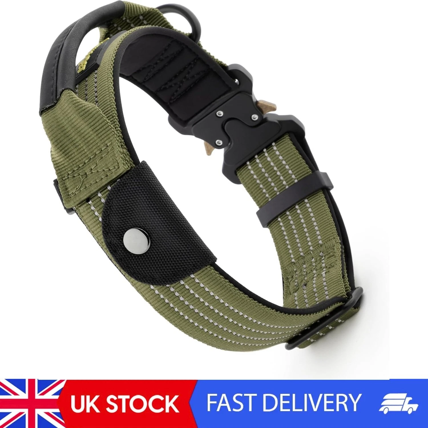 Tactical Dog Collar With Tracker Pocket For AirTag, Adjustable Reflective Nylon
Opens in a new windo